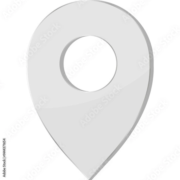 Fototapeta Silver Map Pin, Pointer, Marker, Navigation, GPS. Vector 3d Icon