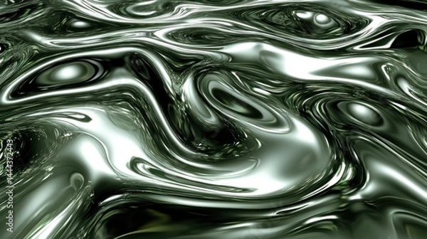Fototapeta Abstract liquid metallic surface with flowing patterns.