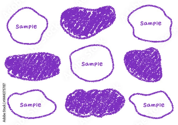 Fototapeta 手描きのクレヨン素材　ラフな形のフレームセット