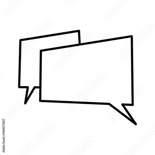 Fototapeta Communication Conversation Bubble: A simple, clear line drawing of two empty speech bubbles, symbolizing dialogue, conversation, or communication, conveys the essence of interaction.