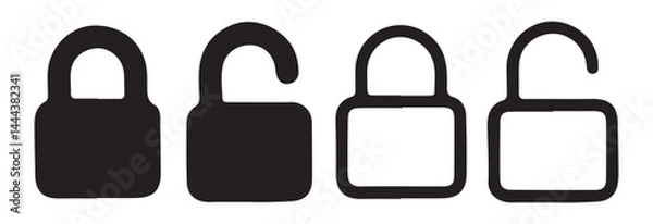 Obraz Black lock icon set. Lock icon symbol collection. Vector illustration eps 10