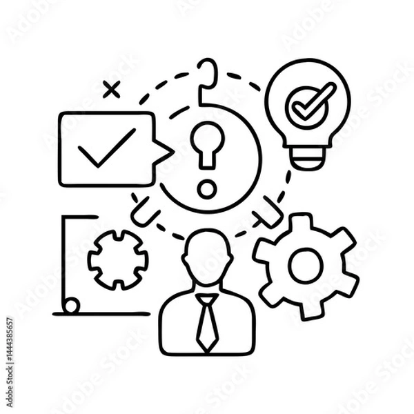 Obraz problem solving icon, problem solving line art - simple line art of problem solving, perfect for problem solving logos and icons
