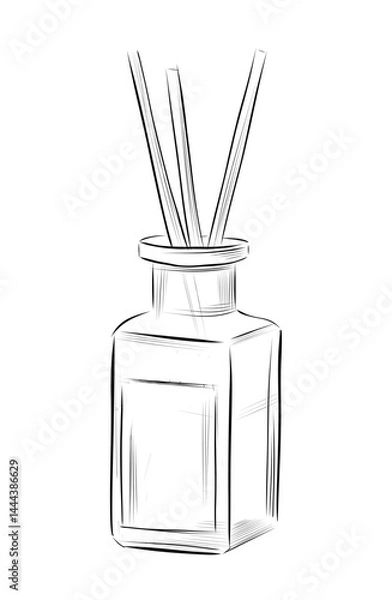 Obraz Aroma diffuser glass bottle sticks vector
