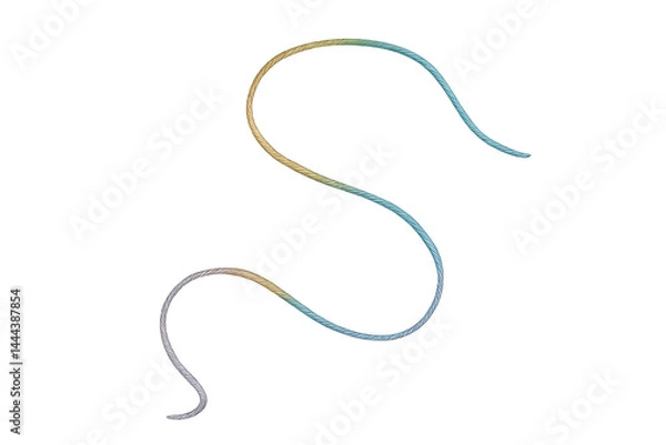 Fototapeta A single, curved piece of thread forms an S-shape.
