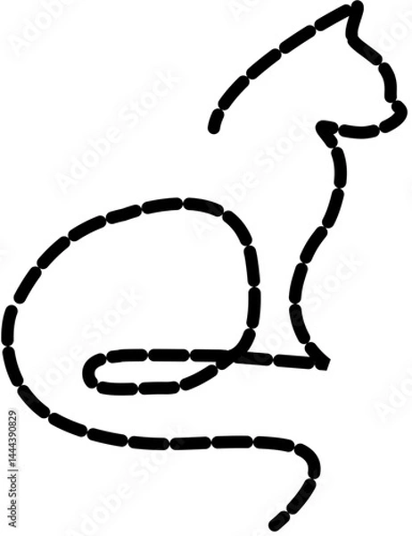 Fototapeta Minimalist line art of sitting cat.