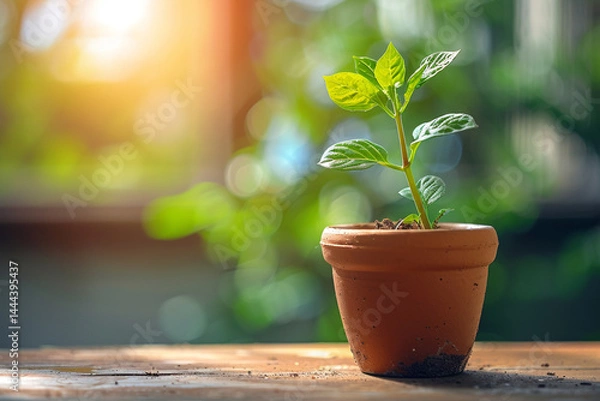 Fototapeta Witness the transformative power and limitless possibilities contained within a simple clay pot, a symbol of natures resilience and ability to thrive in controlled environments, showcasing the boundle
