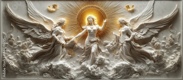 Obraz Goddess Angels with Celestial Relief.
