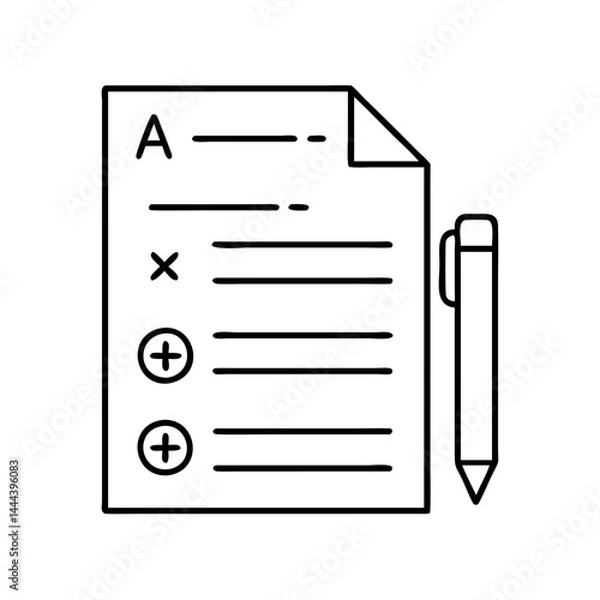 Fototapeta test paper icon, test paper line art - simple line art of test paper, perfect for test paper logos and icons