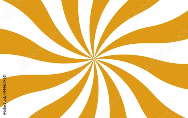 Fototapeta Abstract hypnotic radial spiral pattern and visual illusion of motion and depth. Dynamic sense of energy, reminiscent of retro posters or optical art. Sunburst background with pattern beam rays. 