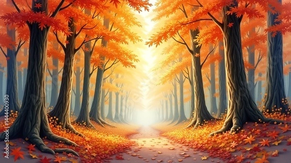 Obraz Enchanted Forest: A Journey Through Autumn's Embrace