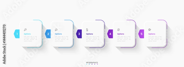 Fototapeta Vector Infographic label design template with icons and 5 options or steps. Can be used for process diagram, presentations, workflow layout, banner, flow chart, info graph.