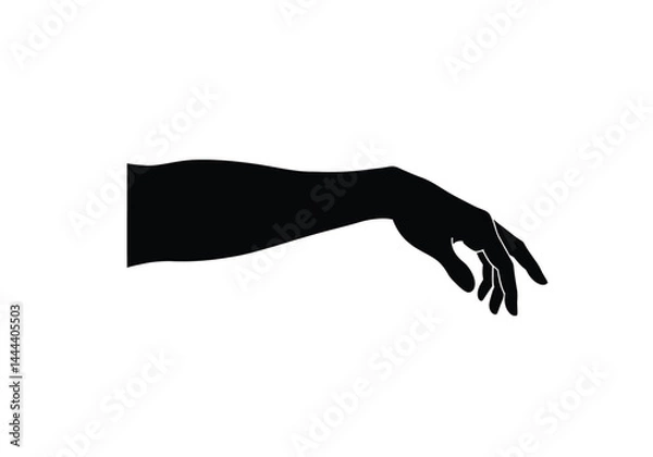 Fototapeta Arm silhouette. This image shows a black silhouette of an arm and hand, also referred to as a limb or body part, presented in a simple yet detailed form. Vector clipart illustration design.