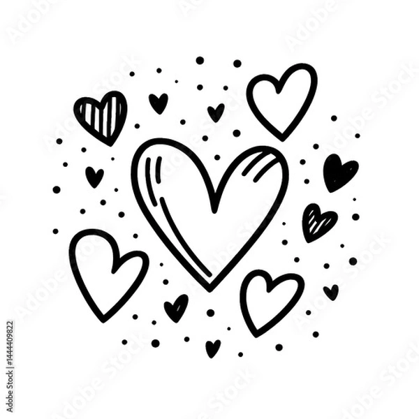 Obraz Collection of hand-drawn heart doodles