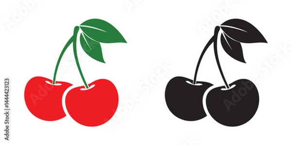 Obraz cherry logo vector icon, Cherry fruit vector illustration on white background