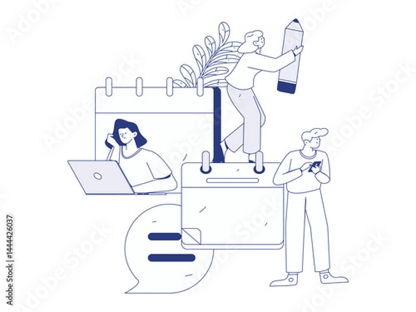 Obraz Check-in character flat vector concept operation hand-drawn illustration
