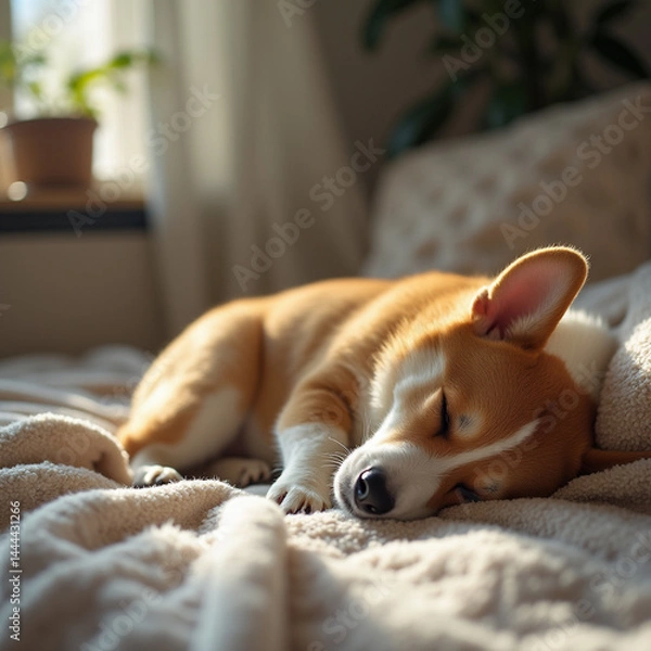 Obraz dog sleeping on the bed