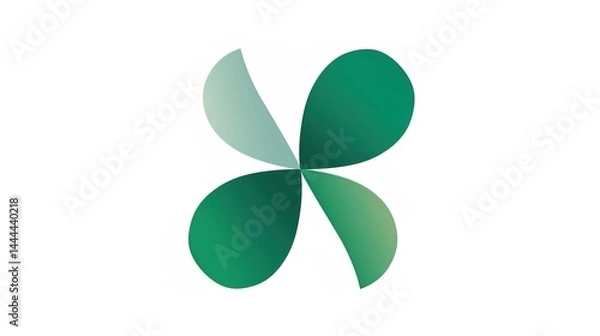 Obraz A vivid green three - leaf clover stands out distinctively against a pure white background, serving as a perfect visual for luck and nature concepts. The clover, with its fresh and healthy appearance,