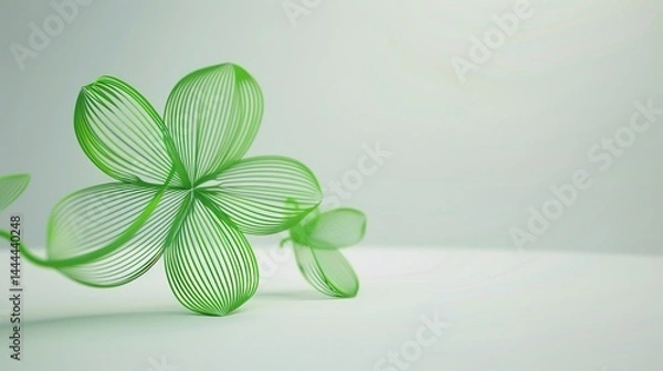 Obraz A vivid green three - leaf clover stands out distinctively against a pure white background, serving as a perfect visual for luck and nature concepts. The clover, with its fresh and healthy appearance,