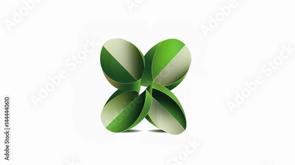 Fototapeta A vivid green three - leaf clover stands out distinctively against a pure white background, serving as a perfect visual for luck and nature concepts. The clover, with its fresh and healthy appearance,