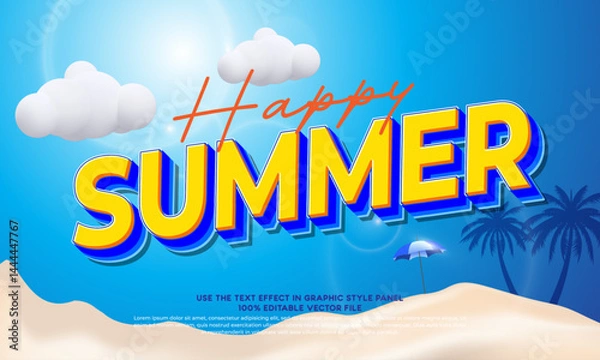 Fototapeta Vector text summer with text effect 3d style
