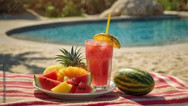 Obraz tropical cocktail on the beach