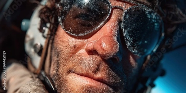 Fototapeta Confident Pilot Selfie in Flight Gear