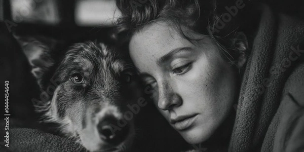 Fototapeta Cozy Moment: Person with Dog on Lap