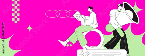 Obraz Notification announcement vector creative flat hand drawn illustration
