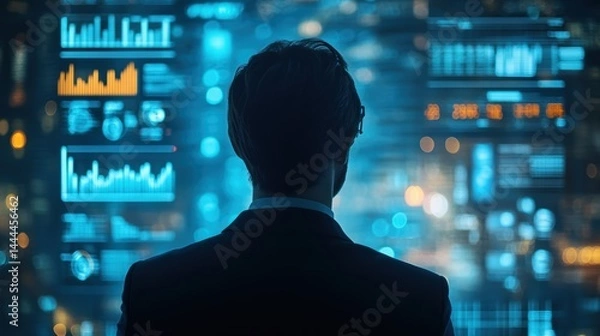 Fototapeta A business consultant evaluating key business metrics to ensure a company is meeting its targets