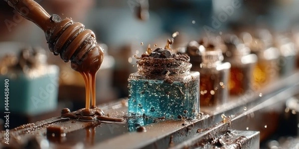 Fototapeta Automated Chocolate Molding Machine in Action