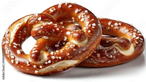 Fototapeta Stacked Pretzels with Sprinkled Salt Ready for Snacking or Pairing