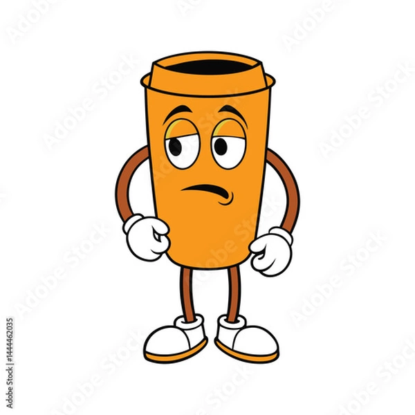 Obraz coffee cup mascot with arms sleepy eyes
