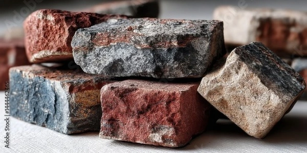 Fototapeta Broken Brick Pile on White Background