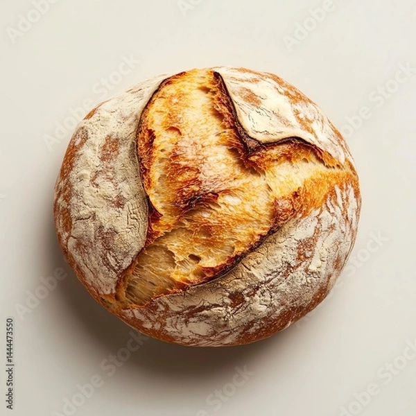 Fototapeta Fresh, crusty sourdough bread isolated on a clean white background. Perfect for food blogs, bakeries, ads, and packaging. High-quality, natural, and appetizing