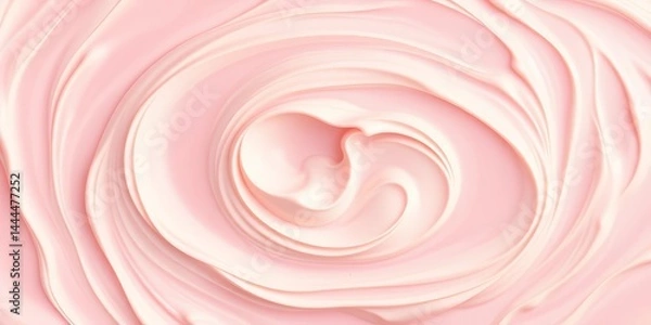 Fototapeta Swirled creamy cosmetic texture, pastel pink background,  elegant, cosmetic