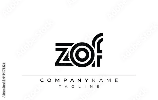 Obraz ZOF Creative Unique Modern Letter Logo Design. Stylized logo featuring a unique letter design, presenting abstract minimalist aesthetics and modern appeal.