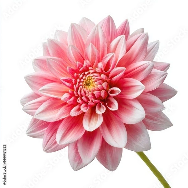Obraz Pink dahlia flower close up photo on white background
