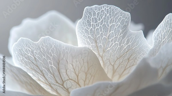 Fototapeta A flower petal close-up with intricate veins visible in soft lighting