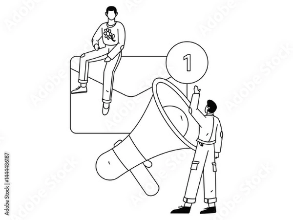 Obraz Notification announcement vector creative flat hand drawn illustration
