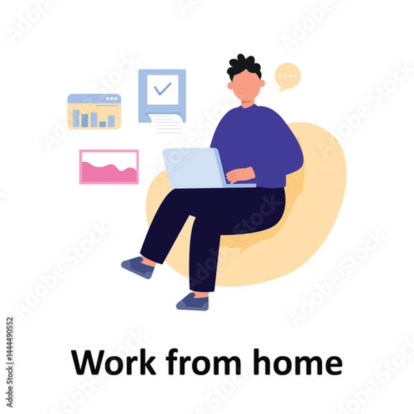 Fototapeta Work from home Vector illustration which can easily modify or edit