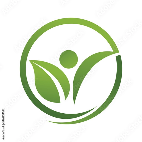 Fototapeta Healthy leaf body logo, abstract success fit icon Vector