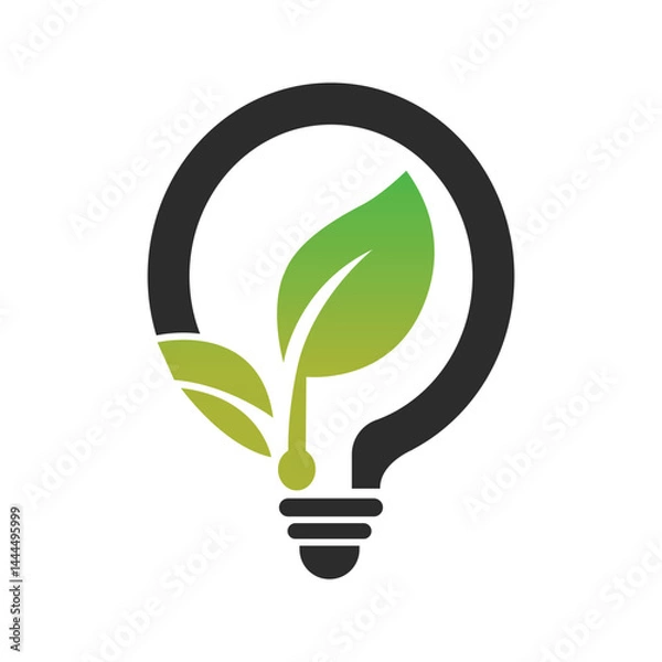 Fototapeta Innovation idea leaf growth logo, green bulb, creative design