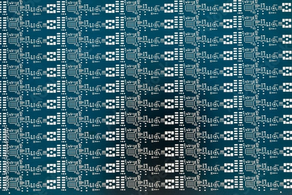 Obraz Pattern of aluminum PCB stencil with intricate designs for electronics manufacturing