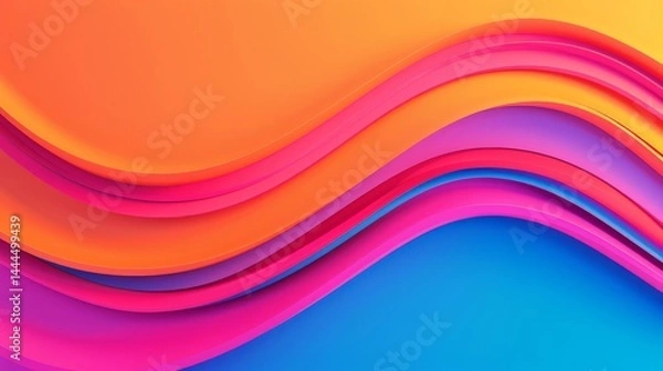 Fototapeta Vibrant colorful layered paper waves with smooth curves and bold hues in orange pink purple and blue creating a dynamic abstract background design
