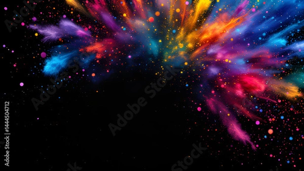 Fototapeta Explosive burst of vibrant colorful powder against a dark background