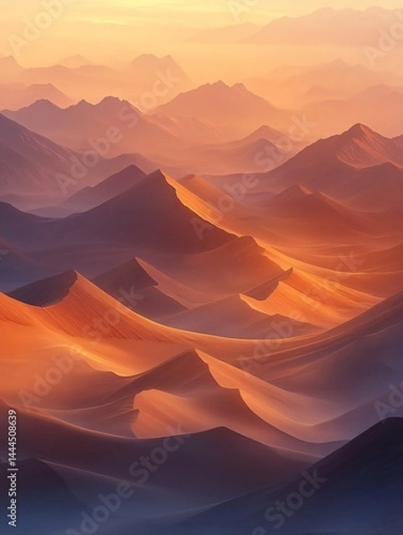 Obraz Endless Desert Dunes at Sunset: A Warm and Serene Landscape