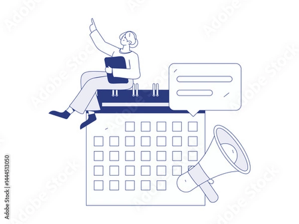 Obraz Notification announcement vector creative flat hand drawn illustration
