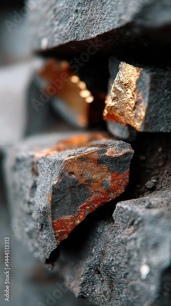 Obraz Stacked grey stones with colorful minerals inside