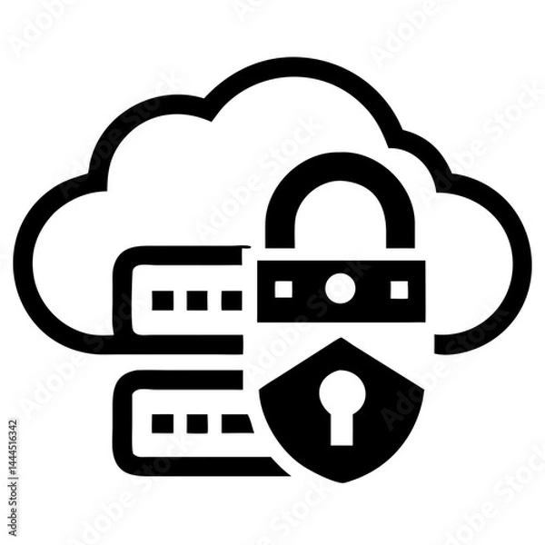 Obraz Secure Vault Logo with Snap Lock Icon in Blue Grey Gradient for Cloud Storage and Cybersecurity Branding Vector