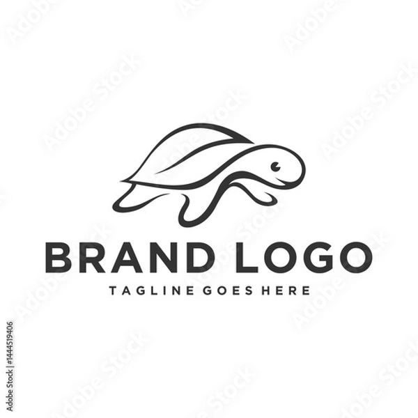 Obraz black leaf turtle logo